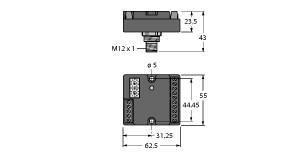 Turck FDN20-4S-4XSG-E Compact I/O station for DeviceNet, 4 Digital Inputs, 4 Universal Digital Channels, , DeviceNet slave, 5-pin screw-clamp terminal block, for DeviceNet fieldbus connection, Rotary coding switch for setting the DeviceNet address, M12 built-in receptacle for easy mounting and connection to DeviceNet™, 4 digital inputs, 4 universal digital channels, DI / DO, 24 VDC, PNP, Output current: 0.5 A, Protection class IP20