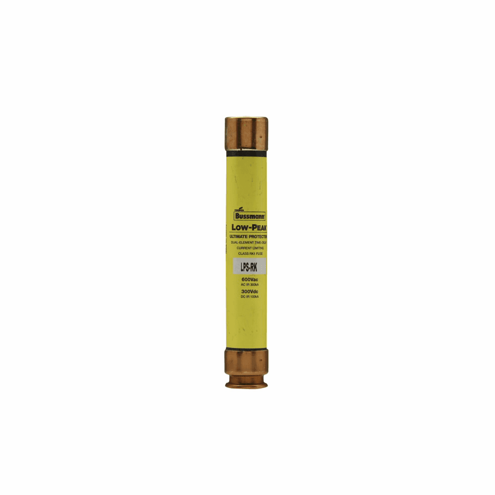 Cooper Bussmann LPS-RK-20SP LPS-RK-20SP Cooper Bussmann - Eaton Bussmann series LPS-RK fuse, Low-peak fuse, 20 A, Dual, RK1, Non-indicating, Ferrule end x ferrule end, Time delay,Current-limiting, 10 sec at 500%, 100 kAIC at 300 Vdc,300 kAIC at 600 V, Standard, 10, 600 V, 300 Vdc