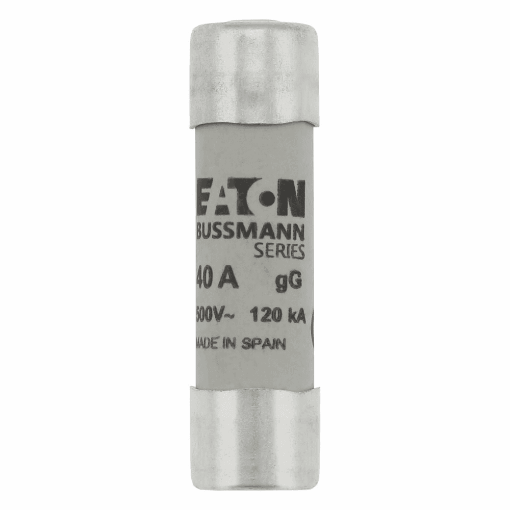 Cooper Bussmann C14G40S C14G40S Cooper Bussmann - Eaton Bussmann series low voltage 14 x 51 mm cylindrical/ferrule fuse, rated at 500 Volts AC, 40 Amps, 120 kA Breaking capacity, class gG/gL, with striker, compatible with a CH14 Modular fuse holder