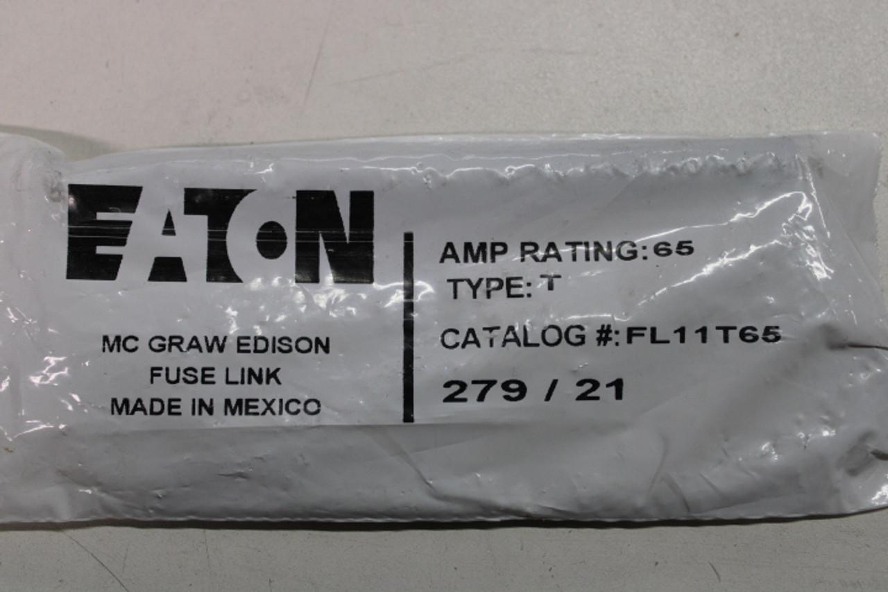 Eaton FL11T65 0.75" x 23", 27 kV, 65 A, EEI-NEMA Standard Open/Close Cutout, Universal Tin Element Cutout, Non-Removable Button Head, Time Delay, Type T, Expulsion Fuse Link