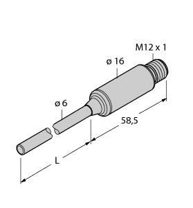 Turck TTMS-206A-CF-LIUPN-H1140-L100 Temperature Detection, With Current Output and PNP/NPN Transistor Switching Output, Immersion sensor, Miniature design, Parameterizable via IO-Link, Analog output 4…20 mA (2-wire), Switching output, Compression fitting process connection, Bendable probe (min. bending radius: 3x outer diameter; excluding 30-mm probe tip)