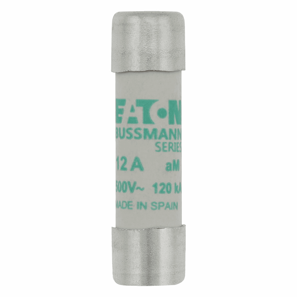 Cooper Bussmann C10M12 C10M12 Cooper Bussmann - Eaton Bussmann series low voltage 10 x 38 mm cylindrical/ferrule fuse, rated at 500 Volts AC, 12 Amps, 120 kA Breaking capacity, class aM, without indicator, compatible with a CHM Modular fuse holder