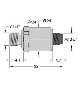 Turck PT1R-1004-IOL-H1141 Pressure Transmitter, With 2 Switching Outputs and IO-Link, , Ceramic measuring cell, Compact and robust design, Excellent EMC properties, , Pressure range 0…1 bar rel., 18…33 V DC, NO/NC contact, 2 × PNP/NPN outputs, IO-Link, Process connection G1/4 male thread (DIN 3852-E), Connector device, M12 × 1, "