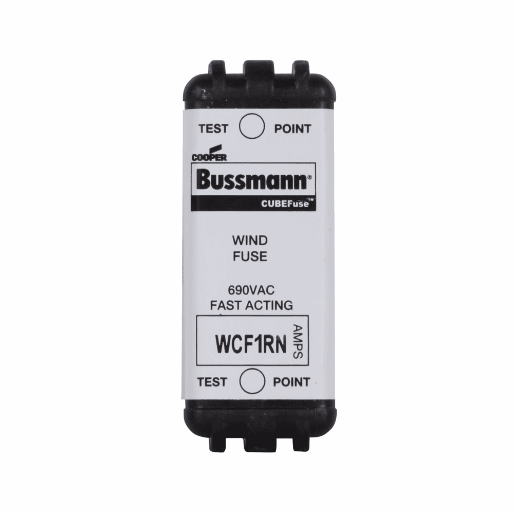 Cooper Bussmann WCF1RN WCF1RN Cooper Bussmann - Eaton Bussmann series WCF fuse, Wind CUBEFuse, Finger safe, non-indicating, Transformer protection, pitch and speed control, turbine HVAC and lighting, 1 A, Dual, Class CF, Non-indicating, CUBEFuse, Glass filled PES, Standard