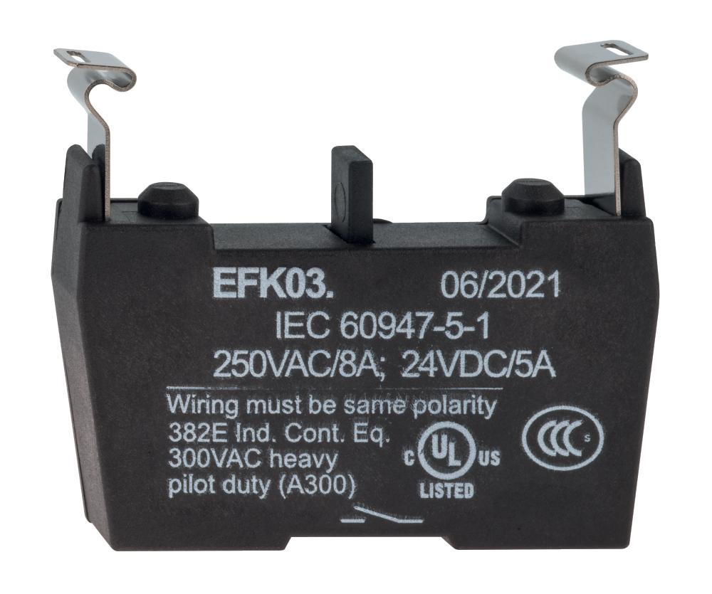 Schmersal EFK03.2 Command and signalling devices; Contact and light terminal blocks (EF/EL); Cage clamps; Mounting flange position 2; 23-24 (Contact labelling); Suitable for EMERGENCY-OFF