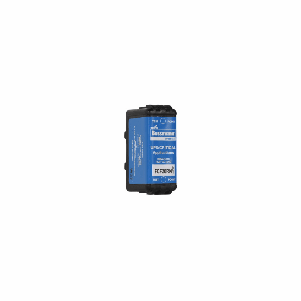 Cooper Bussmann FCF20RN FCF20RN Cooper Bussmann - Eaton Bussmann series FCF fuse, 20 A, 60 Hz, 50 Hz, 1 , CF, Black, Non-indicating, Electroless tin plated copper alloy terminal, Blade end,Class CF, 4 min at 200%, 300 kAIC at 600 V,50 kAIC at 600 Vdc, Glass filled PES, 600 V, 600 Vdc