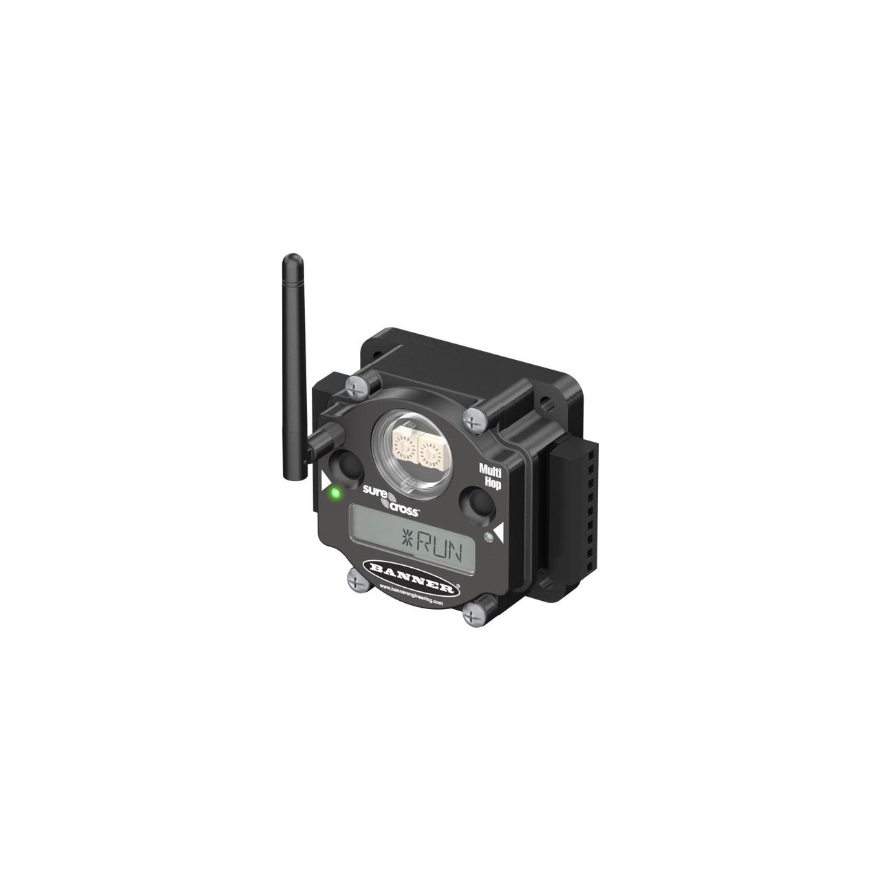 Banner DX80DR2M-H12C MultiHop 2.4 GHz 65 mW IP20, FlexPower External Antenna RS485, Inputs: 2 Discrete 2 Analog 1 Thermistor 2 SDI-12, Outputs: 2 Discrete, External Terminals