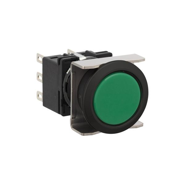 Idec LB6B-M1T2G LB 16mm Pushbuttons DPDT G, Sleek flush mount design,  Standard bezel with 16mm hole size also available,  Bright LED illumination,  27.9mm depth behind the panel,  3PDT contact block available,  5A contact ratings,  IP65 degree of protection,  Metallic o