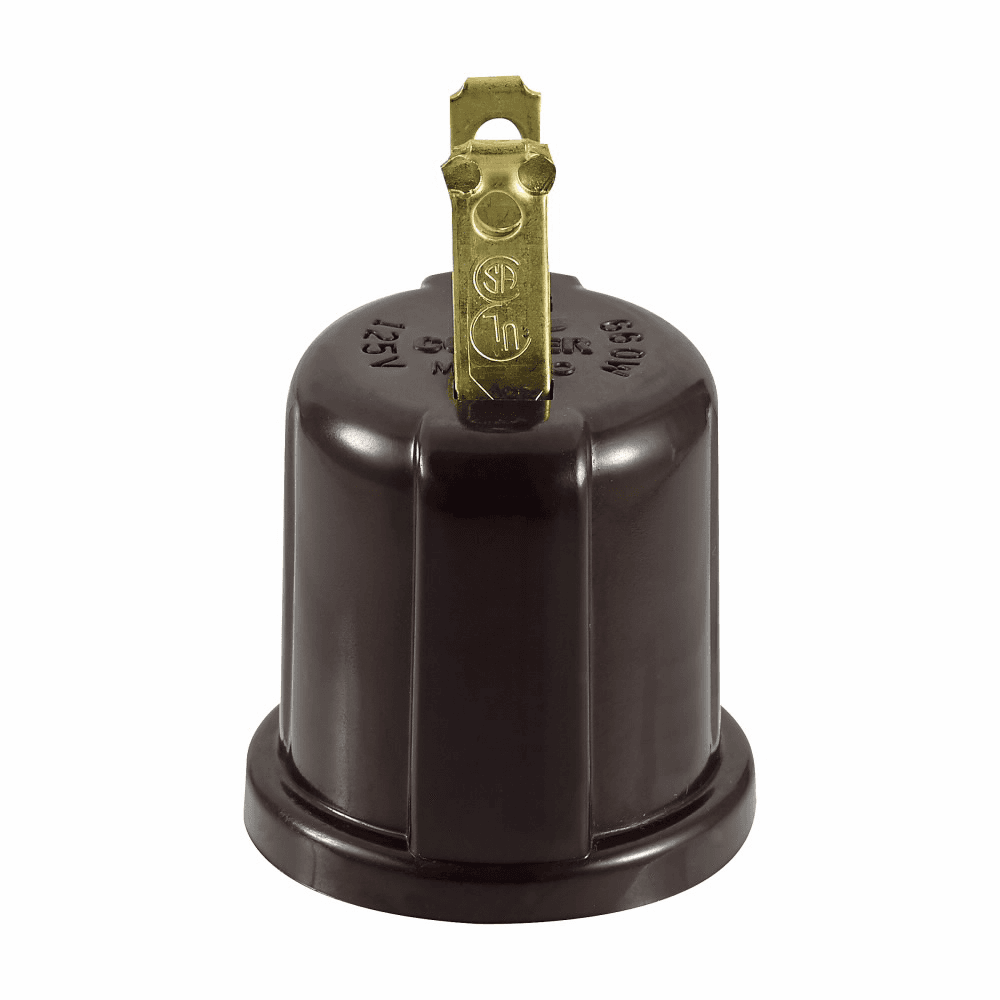 Eaton 738B-BOX 738B-BOX Eaton - Eaton outlet adapter, One NEMA 1-15R outlet to one socket, Keyless switch, Polarized, 125V, Medium base, Brown, Thermoplastic, 1-15R, NEMA 1-15R, 660W