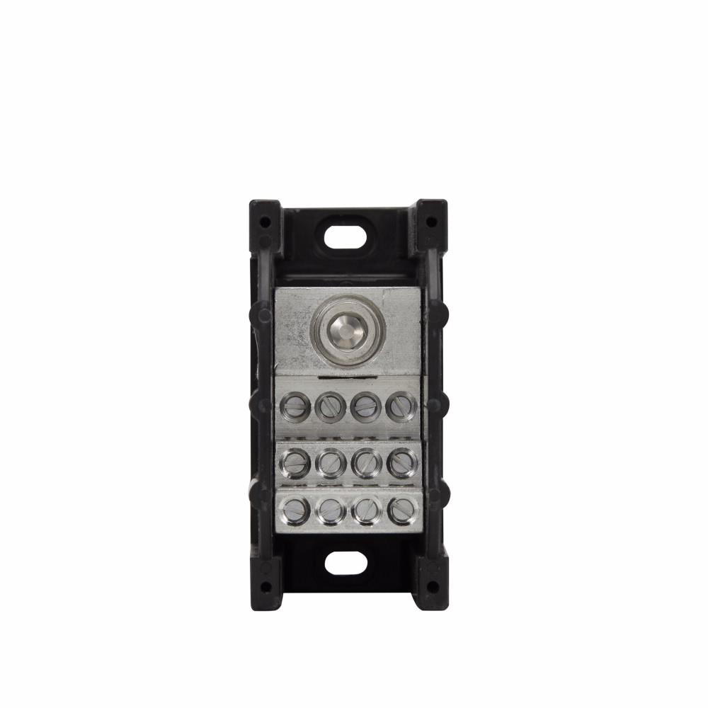 Eaton PDB370-1 Eaton Bussmann series PDB power distribution block, IP-20 Finger-safe, 600 Vac, 600 Vdc, 310A, Power distribution block, Single-pole, SCCR: 200 kA (8 To 4 AWG), 100 kA (14 To 4 AWG), Panel, Tin-plated aluminum connectors