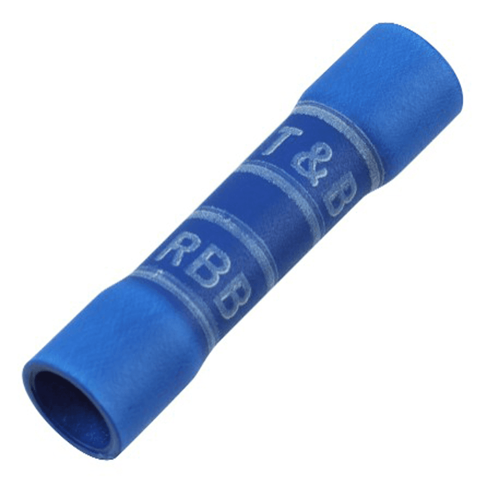 ABB Control 2RB14X 2RB14X ABB Control - Expanded Vinyl-Insulated Butt Splice, Length 1.13 Inches, Width .26 Inches, Maximum Insulation Diameter .200, Wire Range #16-#14 AWG, Color Blue, Copper, Tin Plated