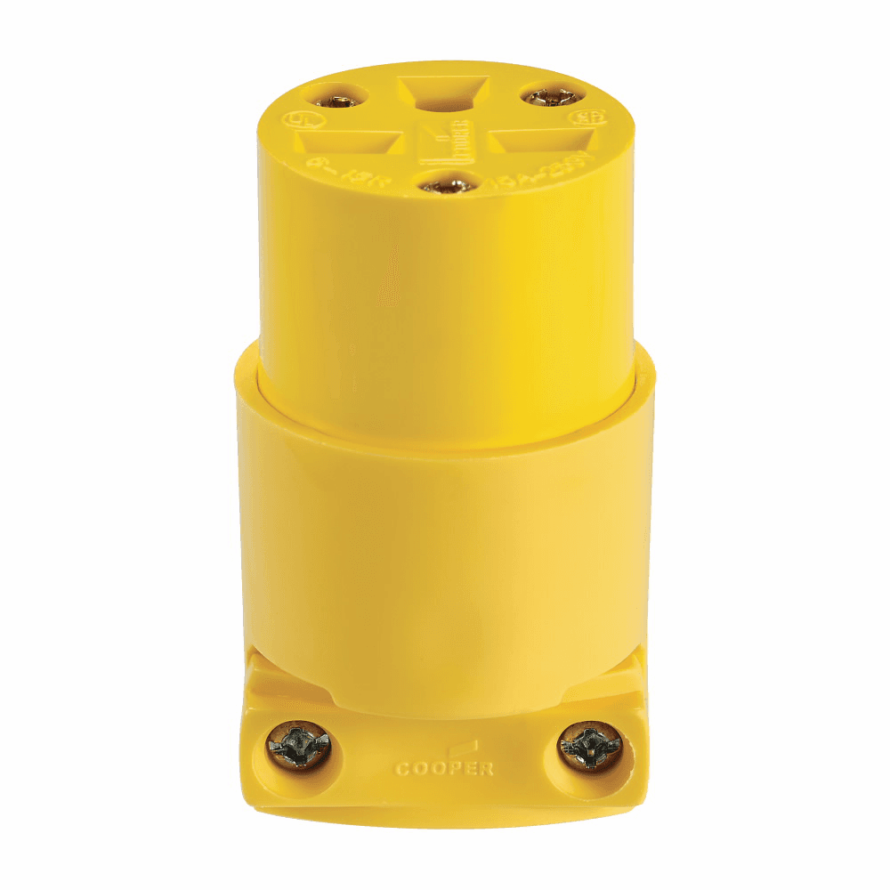 Eaton 4227-BOX 4227-BOX Eaton - Eaton Arrow Hart straight blade connector , #18-12 AWG, 15A, Commercial, 250V, Back wire, Yellow, Brass, Thermoplastic, 6-15R, Two-pole, three-wire, grounding, Screw, Thermoplastic, ED Box