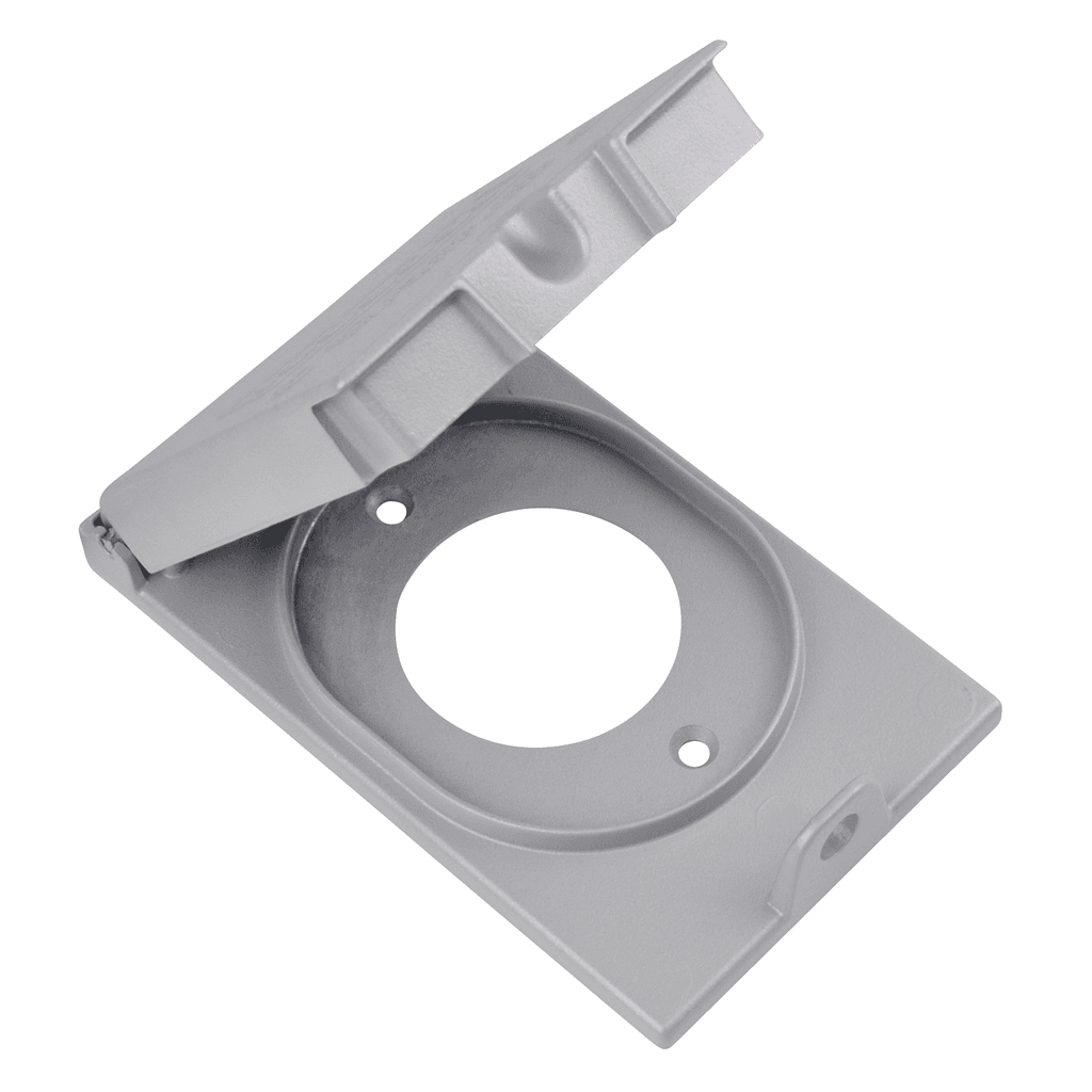 ABB Control CCSV-TL CCSV-TL ABB Control - Single Gang Weatherproof Receptacle Cover, Silver, Aluminum, 1 Single Receptacle Cover with 1.59 Inch Diameter Opening Vertical, Device Mount with Integral Locking Hasp