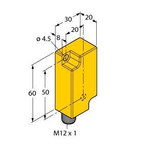 Turck B1N360V-Q20L60-LI2-H1151/S1225 Inclinometer, , Plastic, PC, Measuring range adjustable via teach adapter TX1-Q20L60