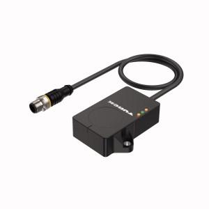 Turck CMVT-QR20-IOLX3-0.3-RS4 Vibration & Temperature Sensor, For Condition Monitoring with IO-Link, Operating voltage 18…30 VDC, Cable length (L) 0.3 m, Rectangular, plastic, Ultem, Status displayed via LED, Acceleration and speed output RMS or peak to peak of the vibration, Acceleration measuring range ±16 g, Detection over 3 axes, Temperature measuring range -40 °C to +85 °C, High protection class IP68/IP69K, 18…30 VDC, communication via IO-Link, 10…30 VDC, SIO mode PNP/NPN switching outputs, Cable with male connector, M1