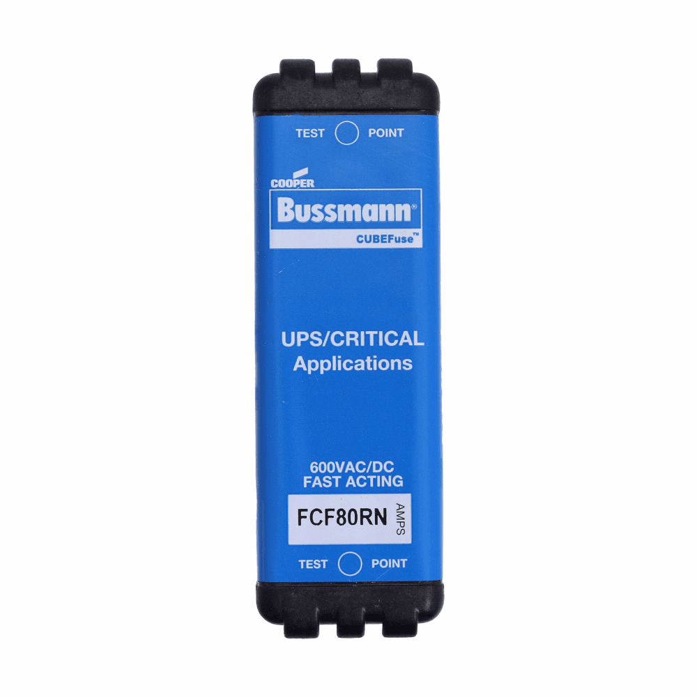 Cooper Bussmann FCF80RN FCF80RN Cooper Bussmann - Eaton Bussmann series FCF fuse, 80 A, 60 Hz, 50 Hz, 1 , CF, Black, Non-indicating, Electroless tin plated copper alloy terminal, Blade end,Class CF, 8 min at 200%, 50 kAIC at 600 Vdc,200 kAIC at 600 V, Glass filled PES, 600 V, 600 Vdc