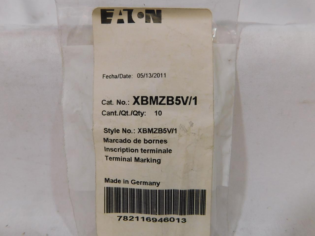 Eaton XBMZB5V/1 Eaton XB IEC, Number sequence 1-10, ZB5 Tags vertically numbered, Marking tags for 5.2 mm wide terminal blocks, 10, 5.2 mm wide terminal blocks