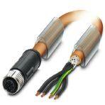 Phoenix Contact 1424099 Power cable, 4-position, PUR halogen-free, orange RAL 2003, shielded (Advanced Shielding Technology), free cable end, on Socket straight M12, coding: S, cable length: 10 m, for AC current up to 12 A/690 V