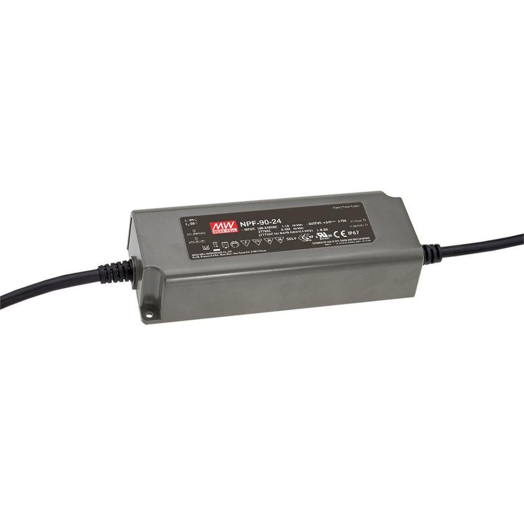 MEAN WELL NPF-90-24 AC-DC Single output LED driver Constant Power Mode with Active PFC; Output 24Vdc at 3.75A