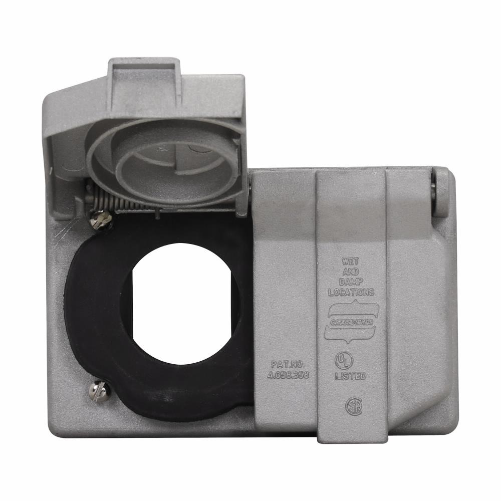 Eaton WLRD L5 15 Eaton Crouse-Hinds series WLRD wet location cover with receptacle assembly, 15A, Two-pole, three-wire, Copper-free aluminum, Horizontal, L5-15R, 1-3/8", For locking blade plugs, 125 Vac