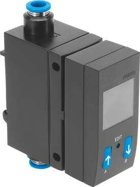 Festo 565396 flow sensor SFAB-200U-WQ8-2SV-M12 With rotatable display and integrated QS fittings. Authorisation: (* RCM Mark, * c UL us - Recognized (OL)), CE mark (see declaration of conformity): (* to EU directive for EMC, * in accordance with EU RoHS directive), KC
