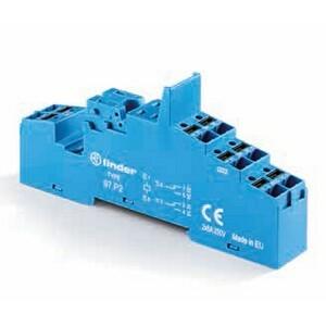 Finder 97.P2SPA Plug-in socket with plastic retaining / release clip - Finder - Rated current 8A - Spring / Push-in connections - DIN rail mounting - Blue color - IP20
