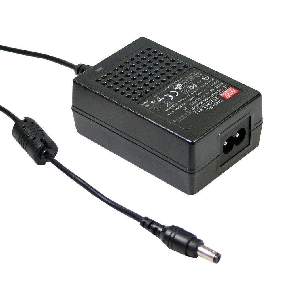 MEAN WELL GS18B15-P1J AC-DC Desktop adaptor; Output 15Vdc at 1.2A; Input connector IEC320-C8; GS18B15-P1J is succeeded by GST18B15-P1J.