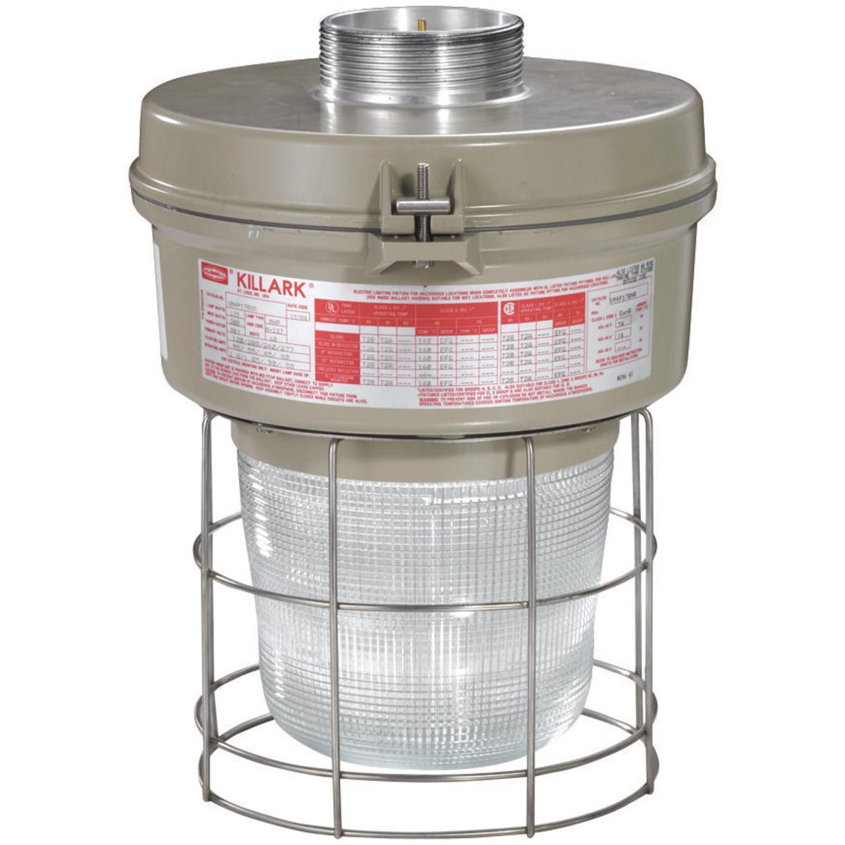 Hubbell VM4P200EZGLG VM4 Series - 200W Metal Halide Quadri-Volt - EZ Mount Adapter - Globe and Guard  ; Ballast tank and splice box – corrosion resistant copper-free aluminum alloy with baked powder epoxy/polyester finish, electrostatically applied for complete, uniform corro