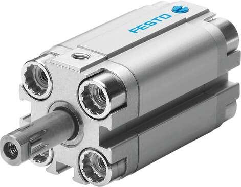 Festo 157220 compact cylinder AEVUZ-20-25-P-A For proximity sensing, piston-rod end with female thread. Stroke: 25 mm, Piston diameter: 20 mm, Cushioning: P: Flexible cushioning rings/plates at both ends, Assembly position: Any, Mode of operation: (* single-acting, * 