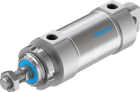 Festo 196052 round cylinder DSNU-63-50-PPV-A For position sensing, with adjustable end-position cushioning. Various mounting options, with or without additional mounting components. Stroke: 50 mm, Piston diameter: 63 mm, Piston rod thread: M16x1,5, Cushioning: PPV: Pn
