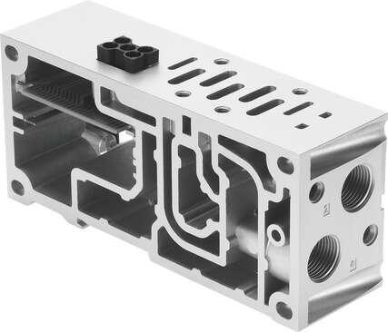 Festo 546219 manifold sub-base VABV-S2-1HS-G38-T2 CE mark (see declaration of conformity): to EU directive low-voltage devices, Corrosion resistance classification CRC: 0 - No corrosion stress, Product weight: 330 g, Pneumatic connection, port  2: G3/8, Pneumatic conn