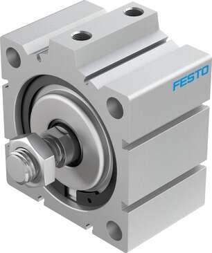 Festo 188341 short-stroke cylinder ADVC-100-15-A-P-A For proximity sensing, piston-rod end with male thread. Stroke: 15 mm, Piston diameter: 100 mm, Based on the standard: (* ISO 6431, * Hole pattern, * VDMA 24562), Cushioning: P: Flexible cushioning rings/plates at b
