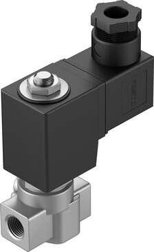 Festo 1492012 solenoid valve VZWD-L-M22C-M-G14-10-V-3AP4-90-R1 Directly actuated, G1/4" connection. Design structure: Directly actuated poppet valve, Type of actuation: electrical, Sealing principle: soft, Assembly position: Any, Mounting type: Line installation