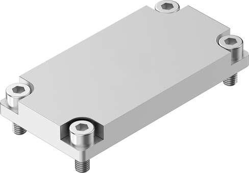 Festo 8021858 end plate VABE-P5-C Corrosion resistance classification CRC: 2 - Moderate corrosion stress, Product weight: 96 g, Materials note: Conforms to RoHS, Material o-ring: NBR, Material plate: Wrought Aluminium alloy