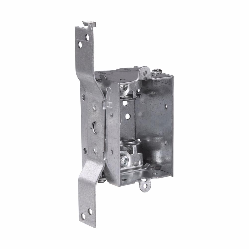Eaton Corp TP124 Eaton Crouse-Hinds series Switch Box, (1) 1/2", S, set 5/8", 2, AC/MC clamps, 2", 2-cable, Steel, Gangable, 10.0 cubic inch capacity