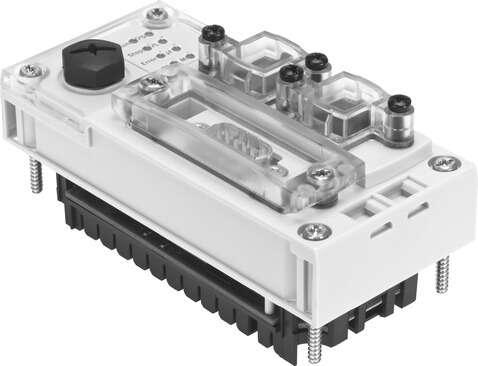 Festo 3472425 control block CPX-CEC-S1-V3 Modular controller Codesys V3, Ethernet, serial interfaces. Dimensions W x L x H: 50 mm x 107 mm x 55 mm, Device-specific diagnostics: (* Channel and module-oriented diagnostics, * Undervoltage/short circuit of modules, * Diagn