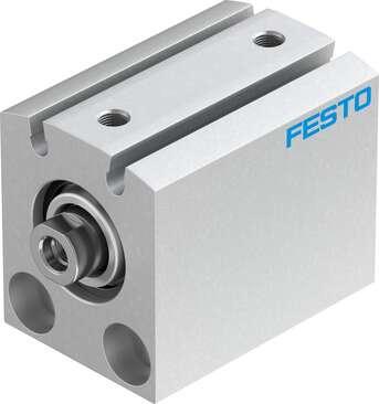 Festo 188142 short-stroke cylinder ADVC-20-15-I-P-A For proximity sensing, piston-rod end with female thread. Stroke: 15 mm, Piston diameter: 20 mm, Cushioning: P: Flexible cushioning rings/plates at both ends, Assembly position: Any, Mode of operation: double-acting