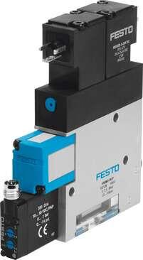 Festo 162535 vacuum generator VADMI-300-N With additional vacuum switch, NPN design Nominal size, Laval nozzle: 3 mm, Grid dimension: 22 mm, Design, silencer: closed, Assembly position: Any, Ejector characteristic: High vacuum