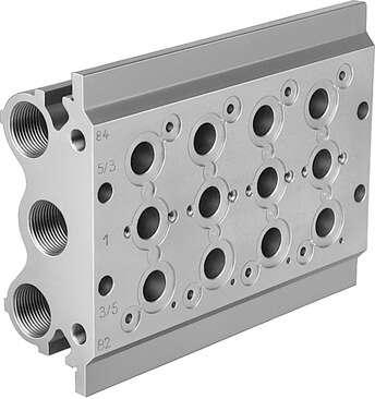 Festo 30684 manifold block PRS-3/8-4-B Max. number of valve positions: 4, Product weight: 2630 g, Mounting type: with through hole, Pilot exhaust port 82: G1/8, Pilot exhaust port 84: G1/8