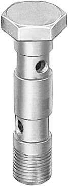 Festo 206147 hollow bolt VT-1/4-2 For multiple distributor function in conjunction with components LK or TK. Pneumatic connection, port  1: Male thread G1/4, Materials note: (* Free of copper and PTFE, * Conforms to RoHS), Material hollow bolt: Steel, chromed