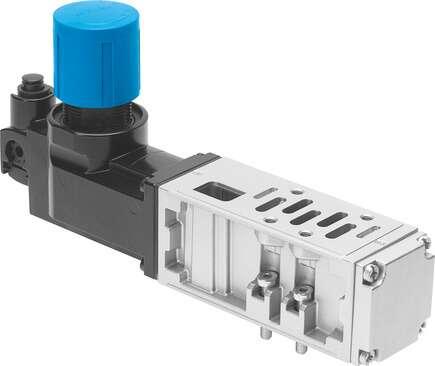 Festo 546819 regulator plate VABF-S1-1-R3C2-C-6 For valve terminal VTSA, standard port pattern to 5599-1, up to max. 6 bar. Width: 42 mm, Based on the standard: ISO 5599-1, Assembly position: Any, Pneumatic vertical stacking: Pressure regulator for 4, Controller funct