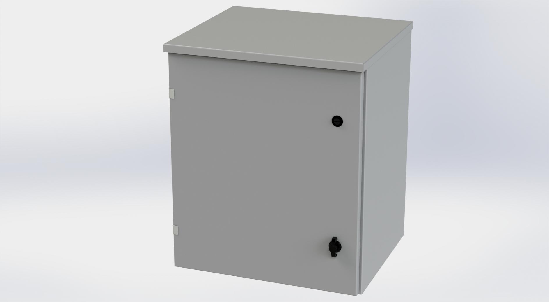 Saginaw Control SCE-24R2016LP Type-3R Hinged Cover Enclosure, Height:24.00", Width:20.00", Depth:16.00", ANSI-61 gray powder coating inside and out. Optional sub-panels are powder coated white.