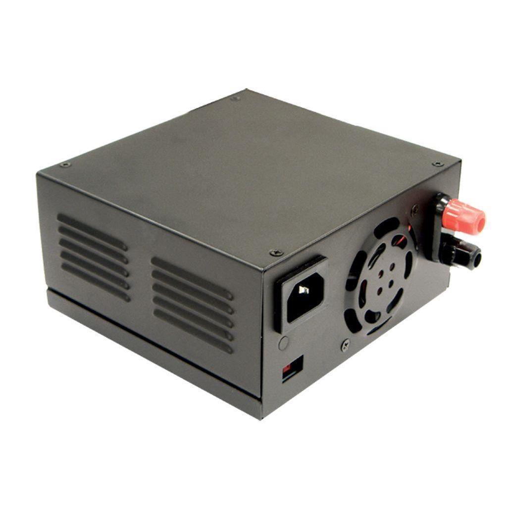 MEAN WELL ESP-240-27 AC-DC Desktop type power supply with 3 pin IEC320-C14 input socket; Output 27VDC at 8A with banana plug; Cooling by built-in DC fan; ESP-240-27 is succeeded by ENP-240-24.