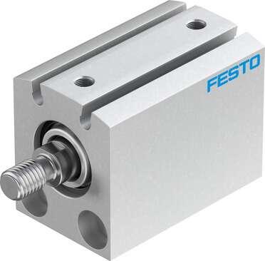 Festo 188153 short-stroke cylinder ADVC-20-20-A-P-A For proximity sensing, piston-rod end with male thread. Stroke: 20 mm, Piston diameter: 20 mm, Cushioning: P: Flexible cushioning rings/plates at both ends, Assembly position: Any, Mode of operation: double-acting