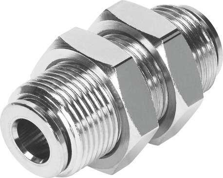 Festo 558808 push-in bulkhead connector NPQM-H-Q8-E-P10 Size: Standard, Nominal size: 7 mm, Design structure: Push/pull principle, Operating pressure complete temperature range: -0,95 - 16 bar, Operating medium: Compressed air in accordance with ISO8573-1:2010 [7:-:-]