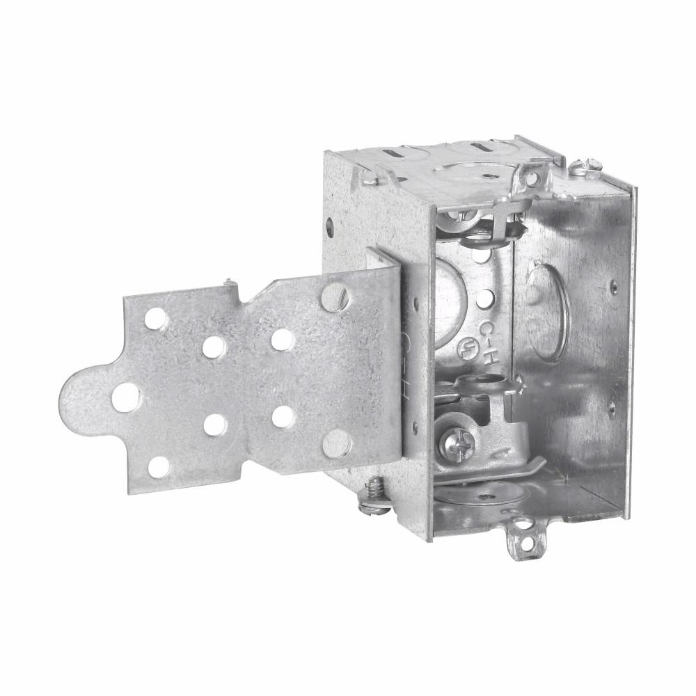 Eaton TP180 Eaton Crouse-Hinds series Switch Box, (1) 1/2", F, set 1/2", 2, AC/MC clamps, 2-1/2", (1) 1/2", Steel, (1) 1/2", Gangable, 12.5 cubic inch capacity
