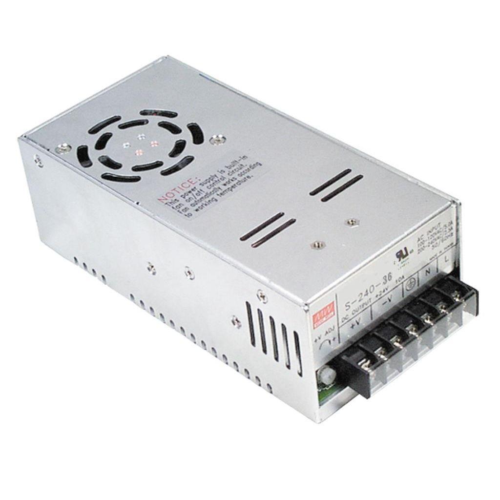 MEAN WELL S-240-15 AC-DC Enclosed power supply; Output +15Vdc at 15A; S-240-15 is succeeded by RPS-200-12.