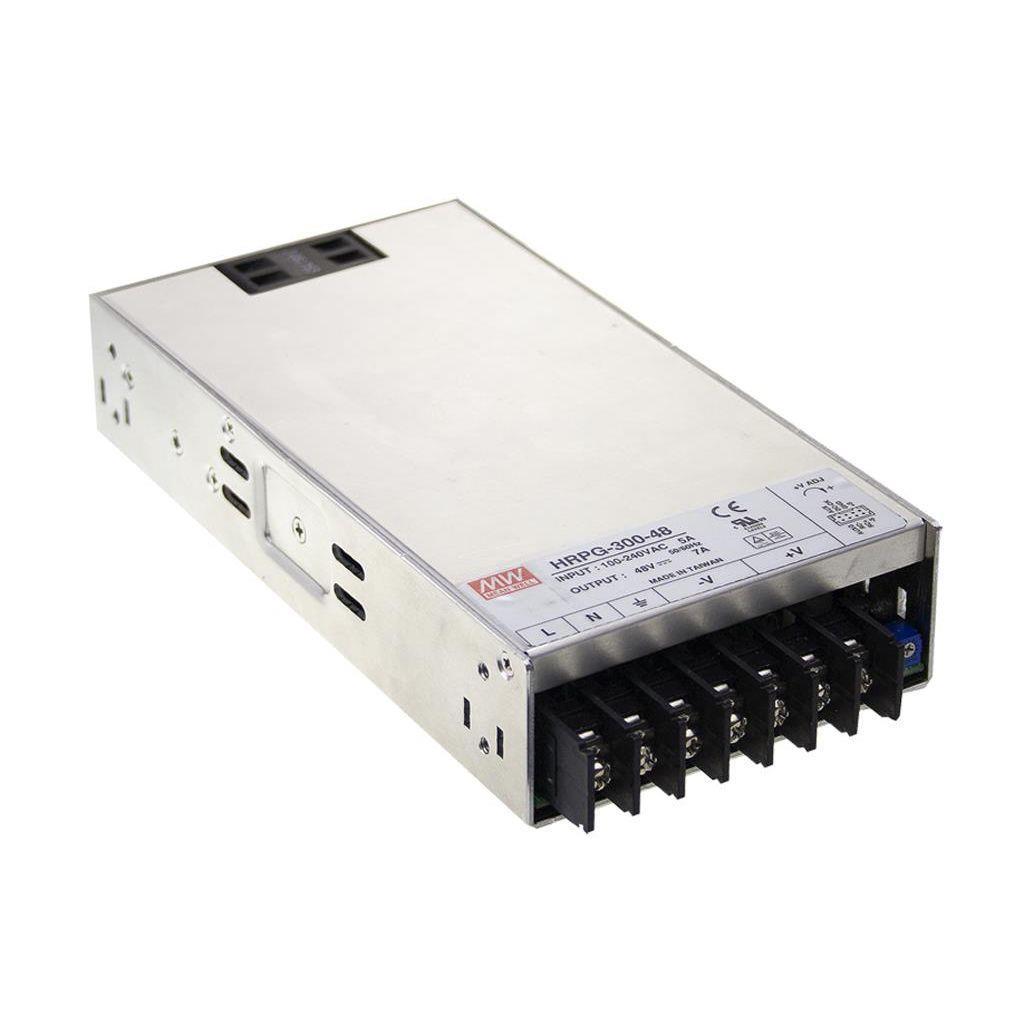MEAN WELL HRPG-300-12 AC-DC Single output enclosed power supply; Output 12Vdc at 27A; 1U low profile; fan cooling; remote on/off + 5Vdc at 0.3A standby
