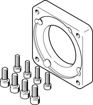 Festo 1593628 motor flange EAMF-A-77A-100A Assembly position: Any, Storage temperature: -25 - 60 °C, Relative air humidity: 0 - 95 %, Ambient temperature: -10 - 60 °C, Product weight: 383 g