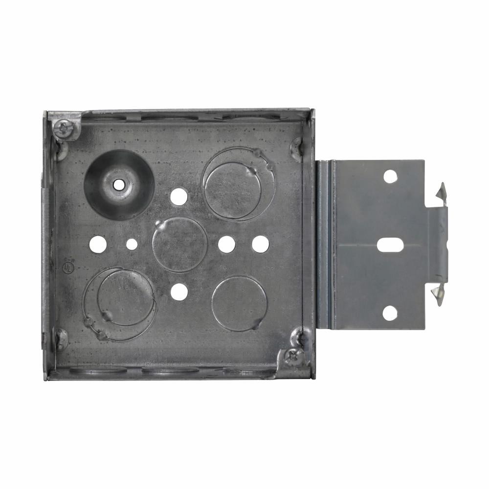 Eaton Corp TP403REDMSB Eaton Crouse-Hinds series Square Outlet Box, (2) 1/2", (2) 1/2", (1) 3/4" E, 4", MSB, Red, Conduit (no clamps), Welded, 2-1/8", Steel, (8) 1/2",(4) 1/2", (1) 3/4" E, 30.3 cubic inch capacity